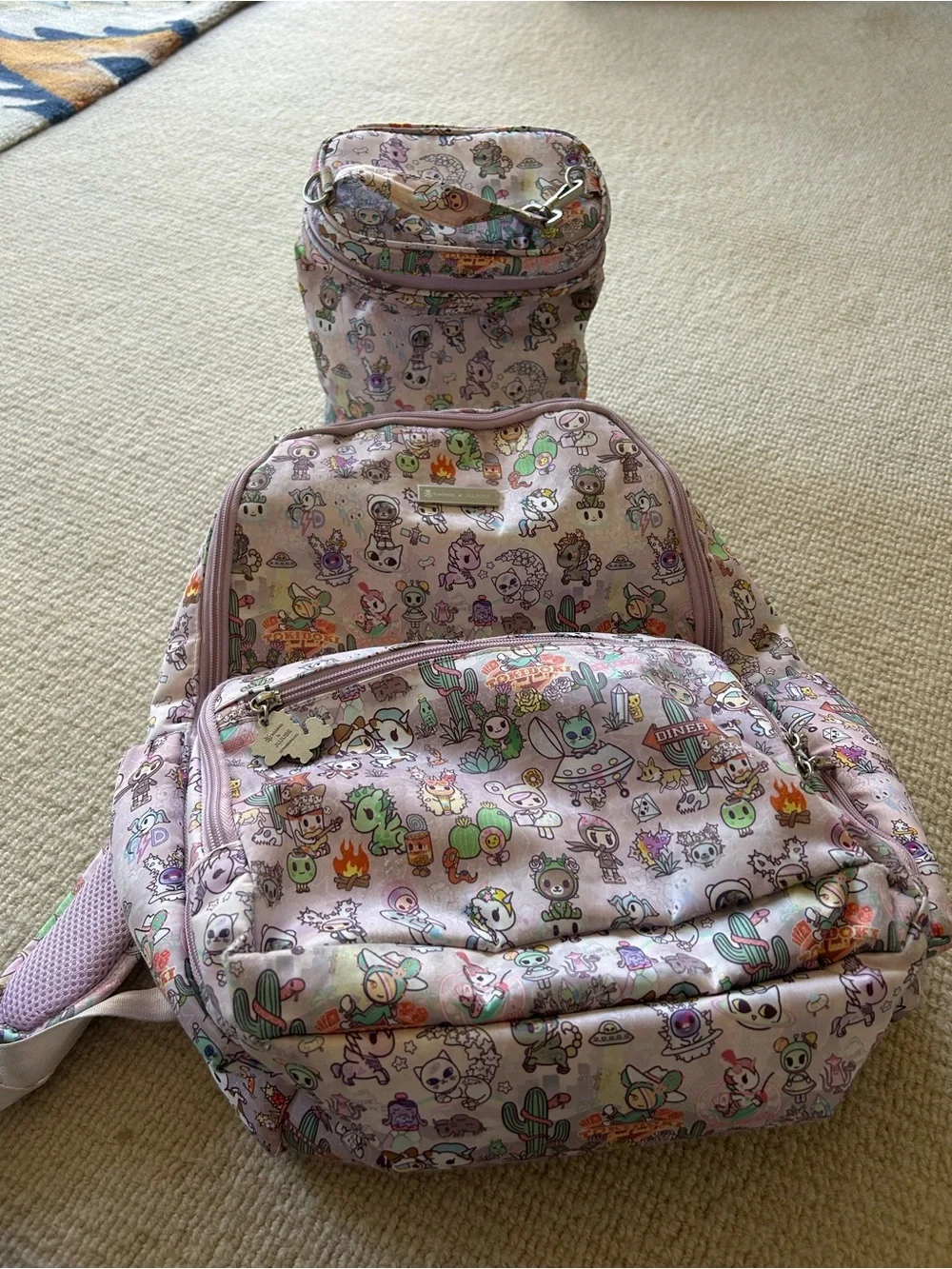 tokidoki Pink Character Print Backpack and Lunch Bag Duo